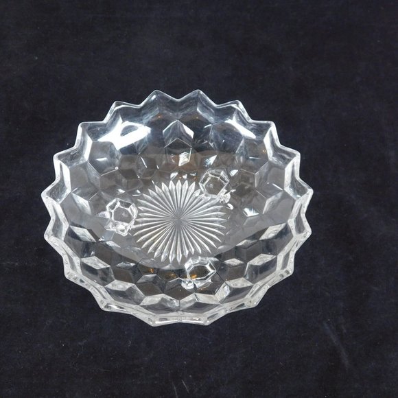 Whitehall Clear By Colony Bonbon Candy Dish 6 1/4" Cubist 3 Straight Feet USA - Picture 5 of 6